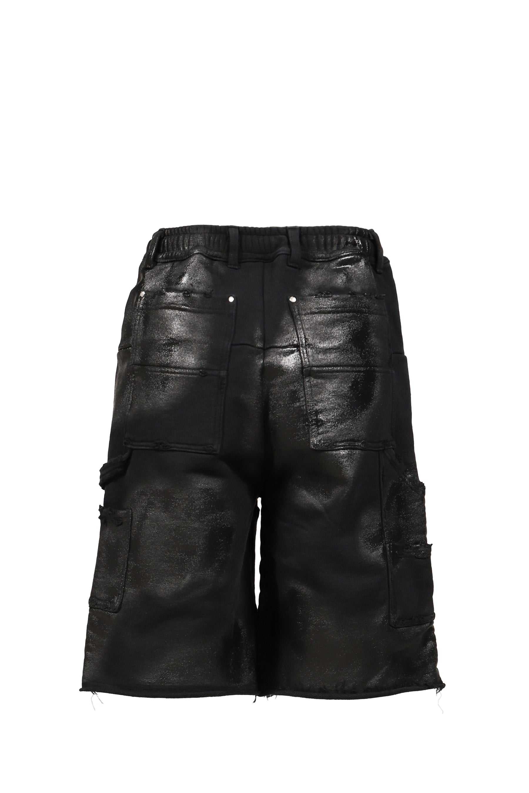 NOIR WAXED DOUBLE KNEE SHORTS / WAXED BLK