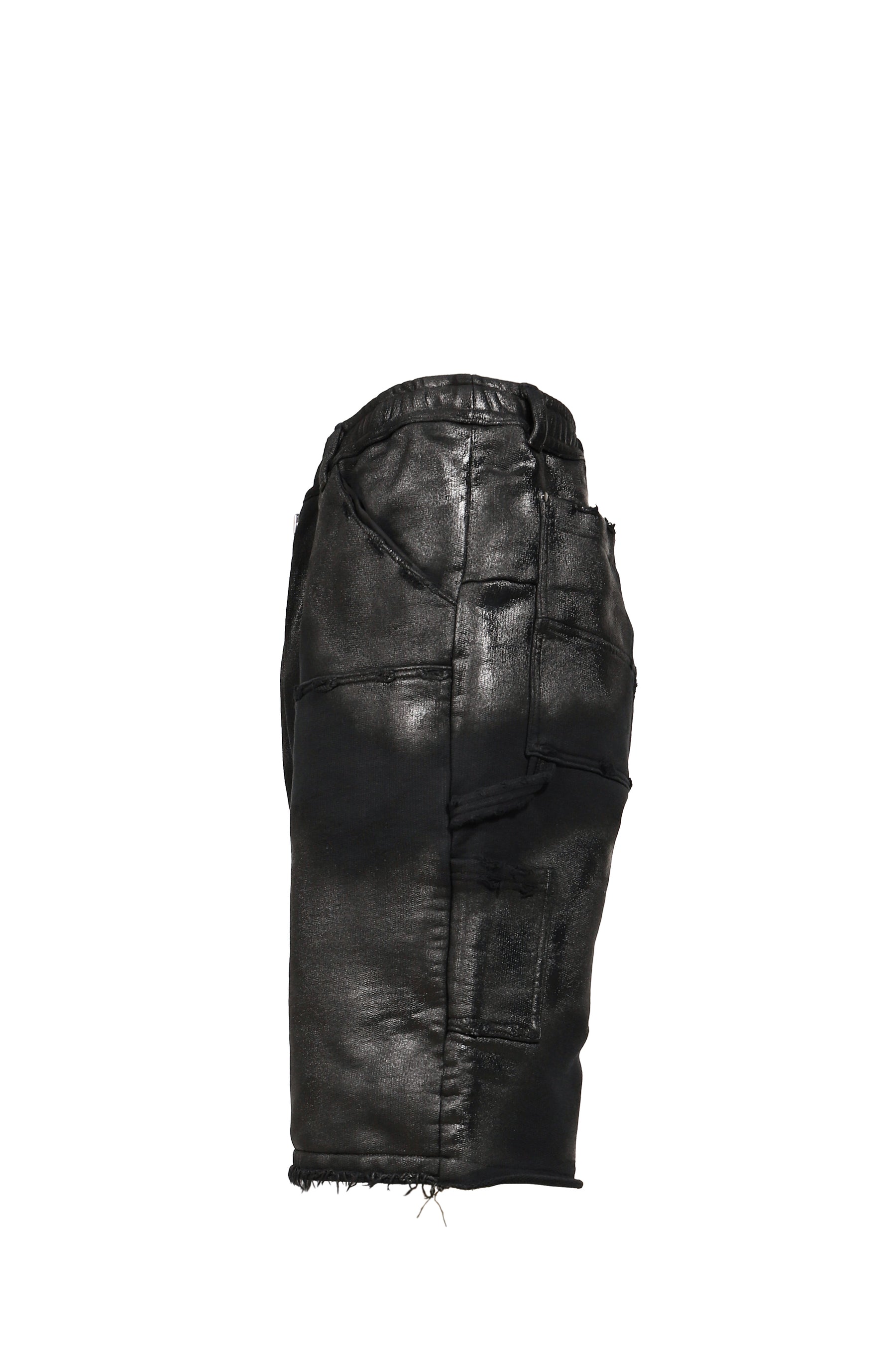 NOIR WAXED DOUBLE KNEE SHORTS / WAXED BLK