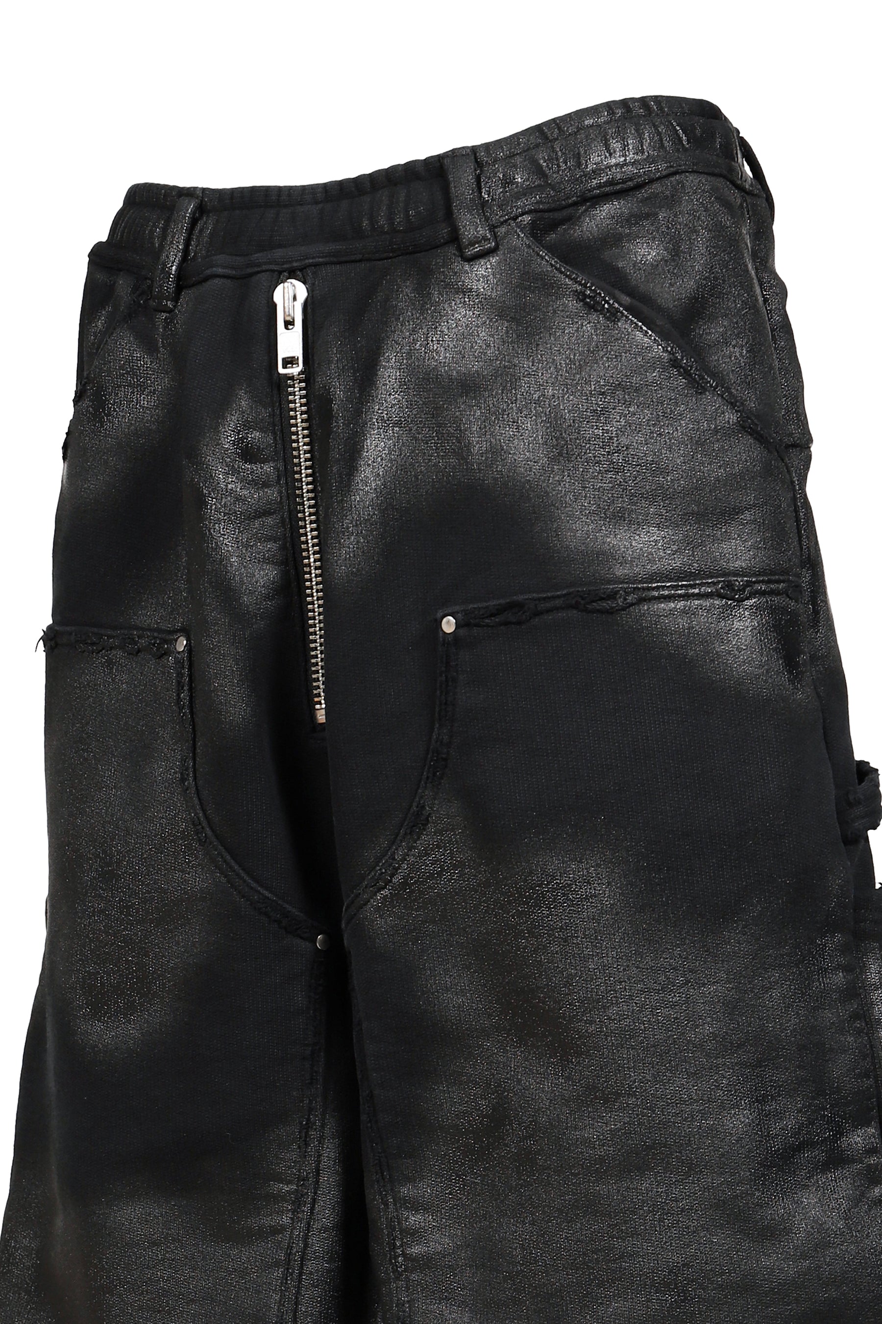 NOIR WAXED DOUBLE KNEE SHORTS / WAXED BLK