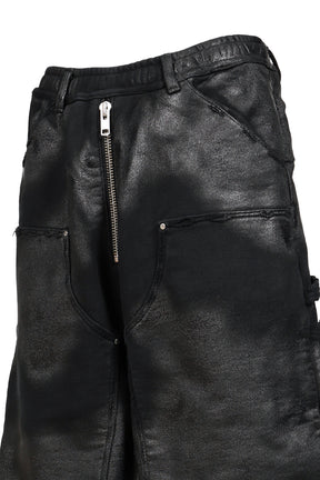 NOIR WAXED DOUBLE KNEE SHORTS / WAXED BLK