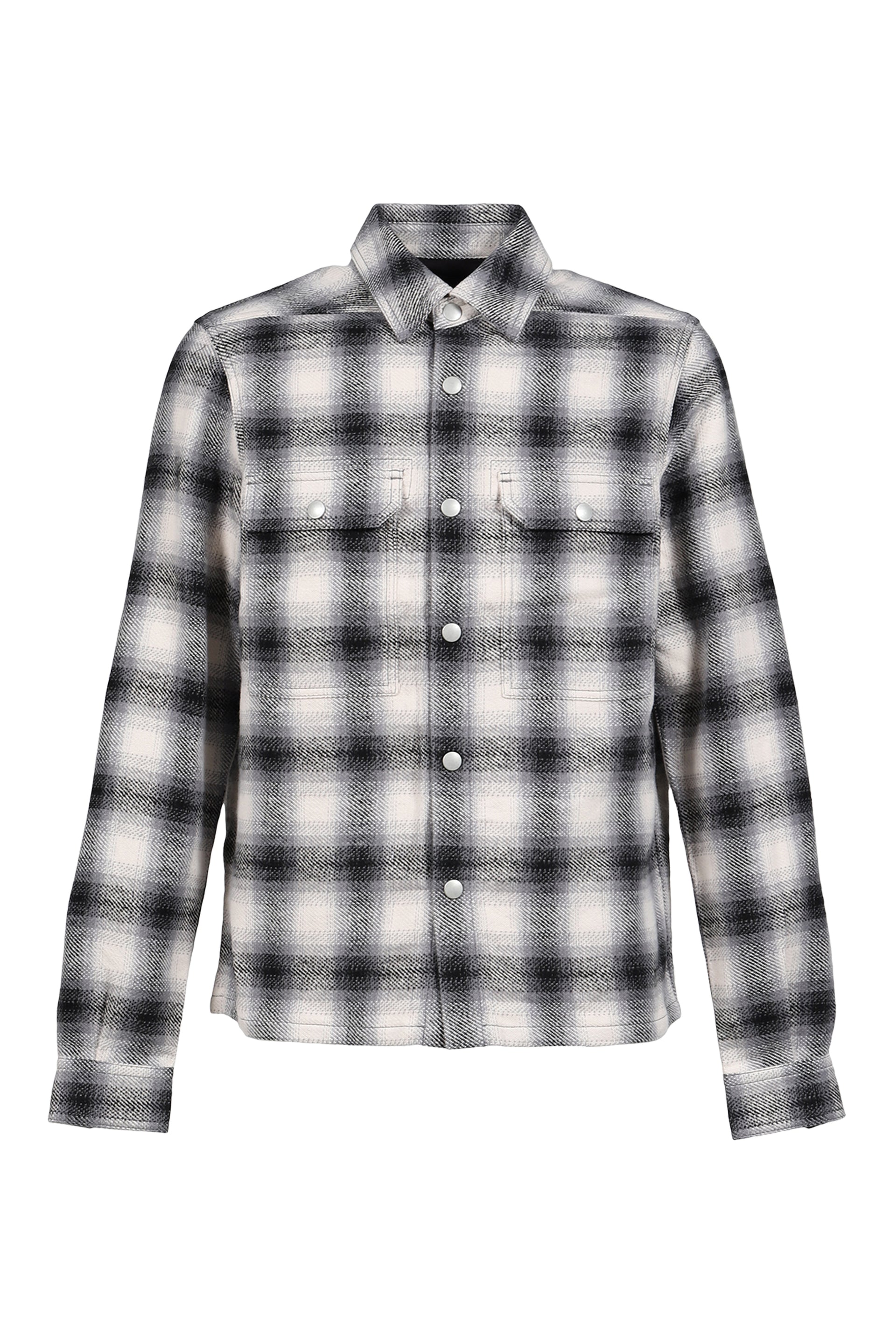 CROPPED OUTERSHIRT / GRY OMBRE PLAID