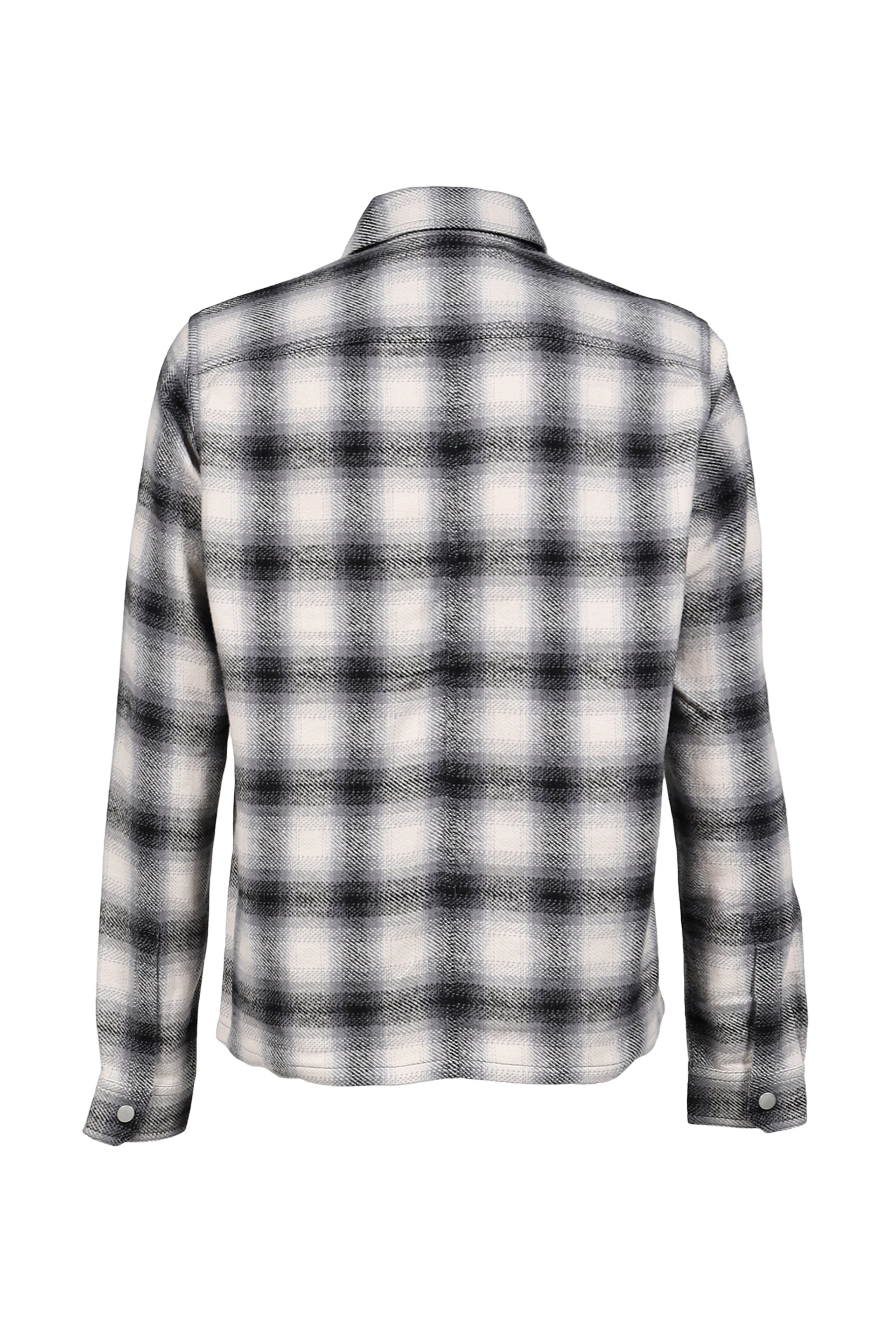 CROPPED OUTERSHIRT / GRY OMBRE PLAID