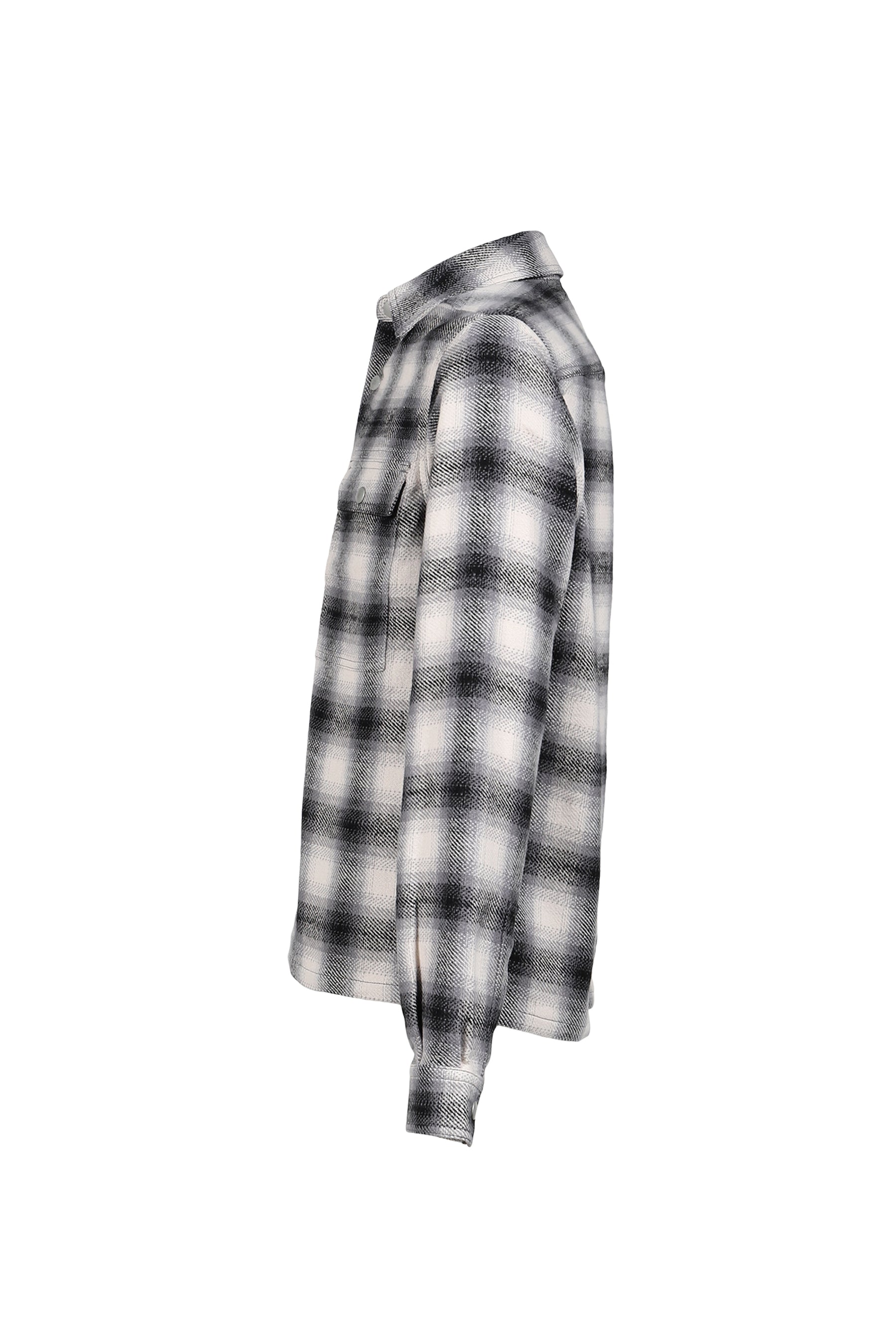 CROPPED OUTERSHIRT / GRY OMBRE PLAID