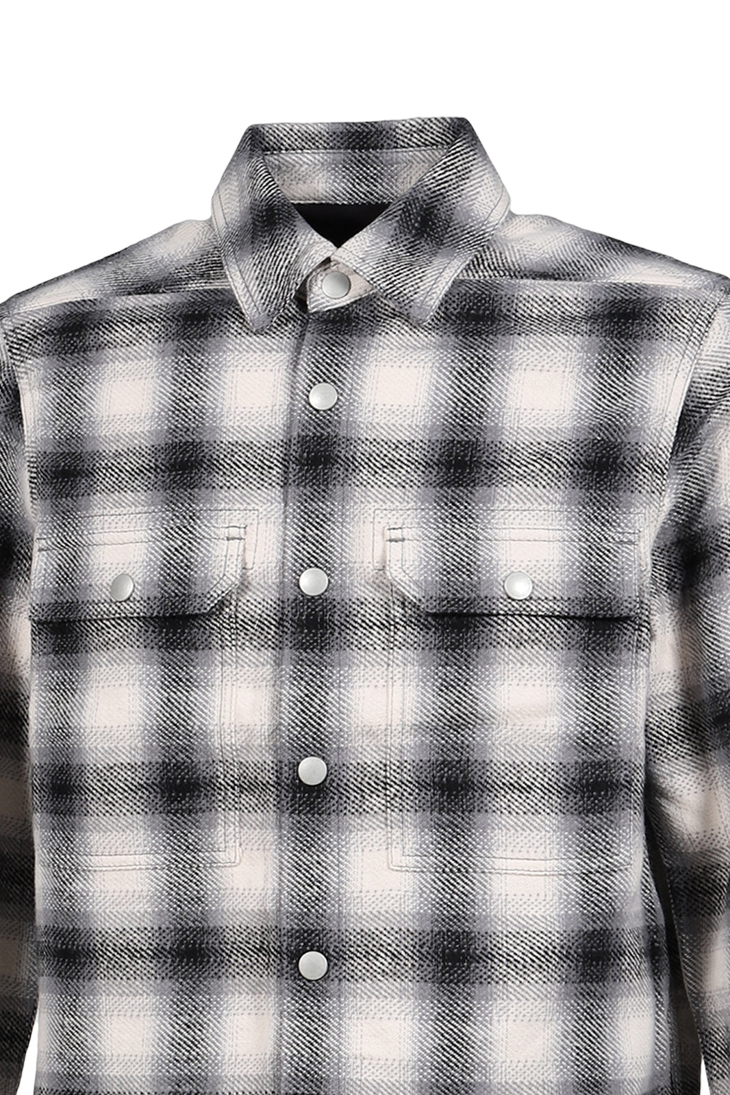 CROPPED OUTERSHIRT / GRY OMBRE PLAID