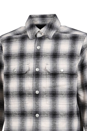 CROPPED OUTERSHIRT / GRY OMBRE PLAID
