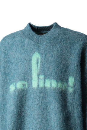 BRUSHED MOHAIR V-NECK JUMPER / BLU TEAL BLU