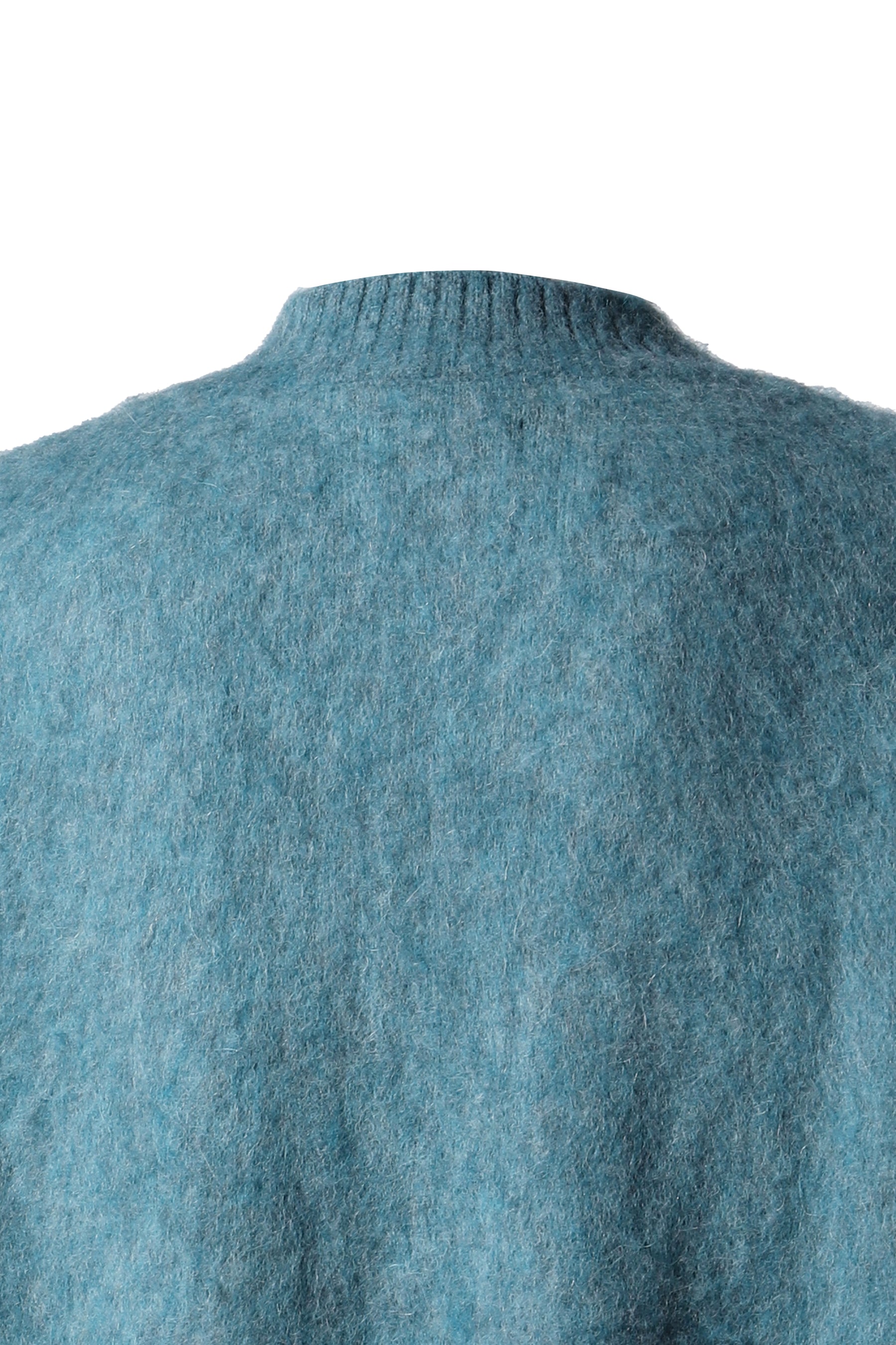 BRUSHED MOHAIR V-NECK JUMPER / BLU TEAL BLU