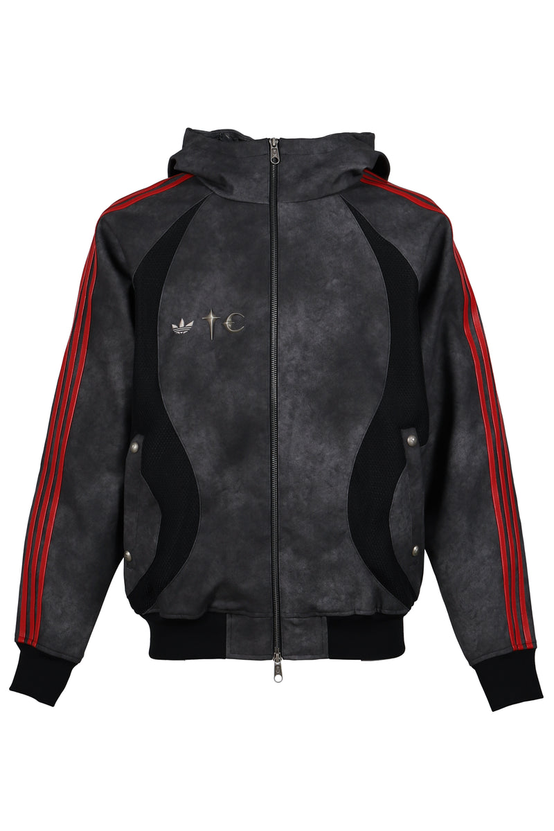 あ*お様 Thug club THUG CLUB(サグクラブ)「 LEATHER FLAME HOODED ZIP-UP / GREY