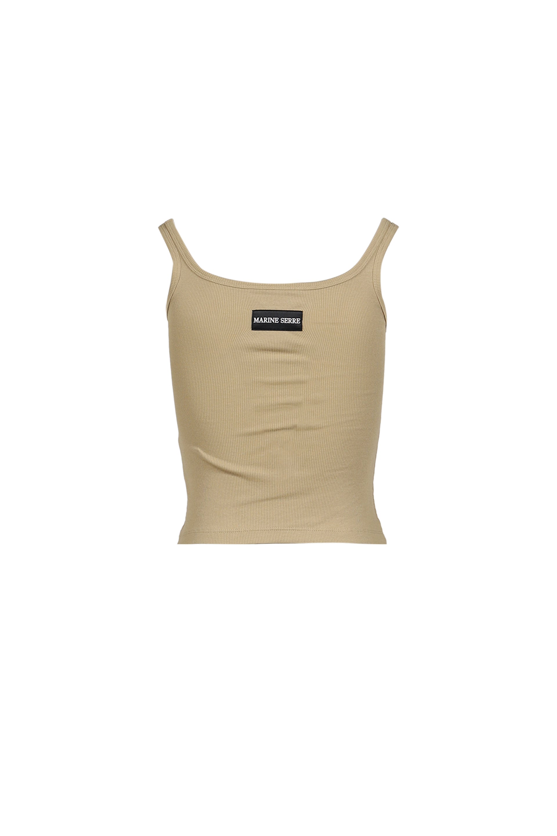 MOON LOGO RIBBED JERSEY CROP TANK TOP / TAUPE