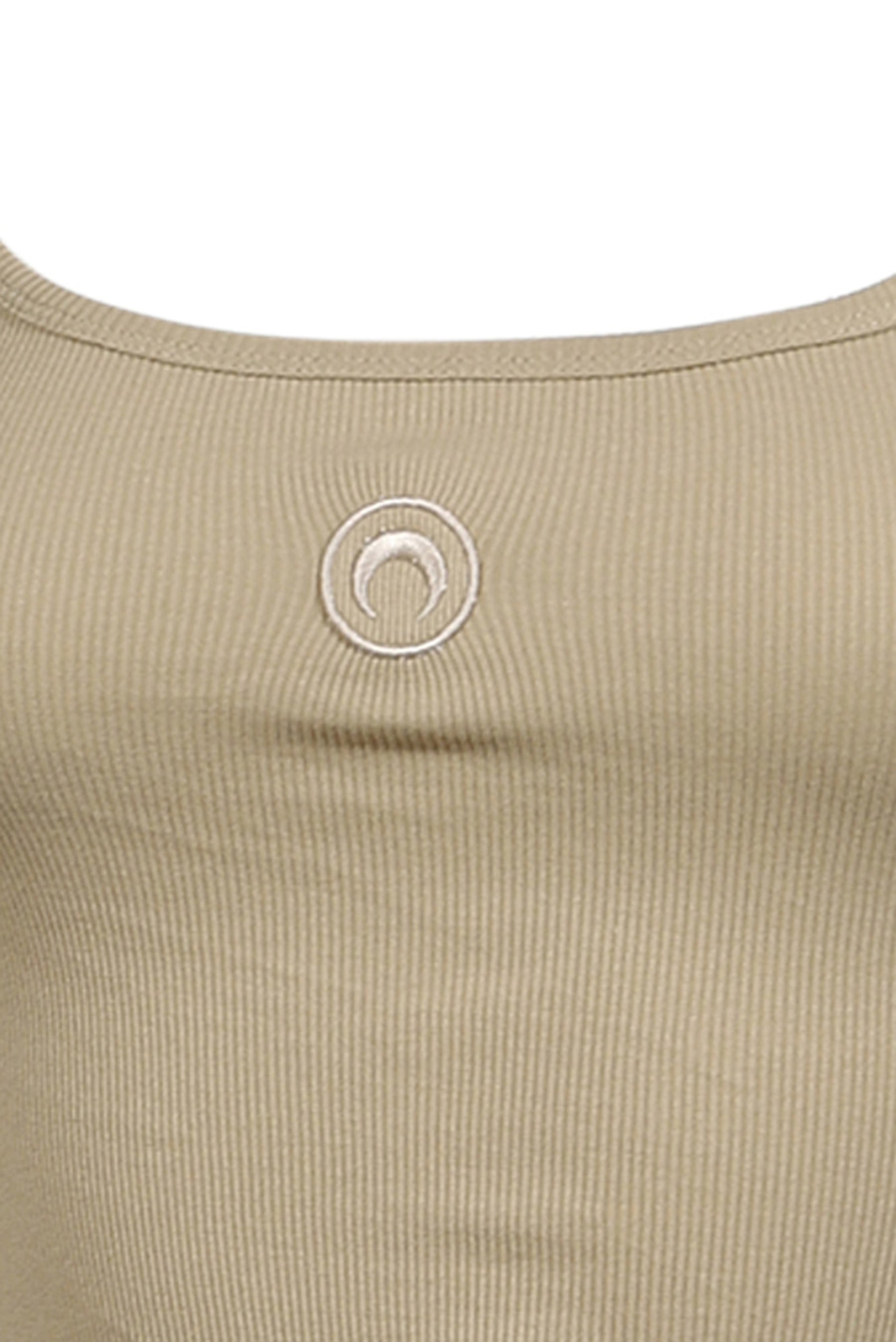 MOON LOGO RIBBED JERSEY CROP TANK TOP / TAUPE