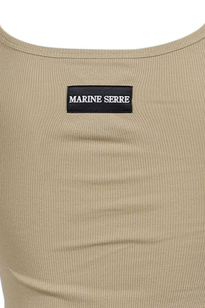 MOON LOGO RIBBED JERSEY CROP TANK TOP / TAUPE