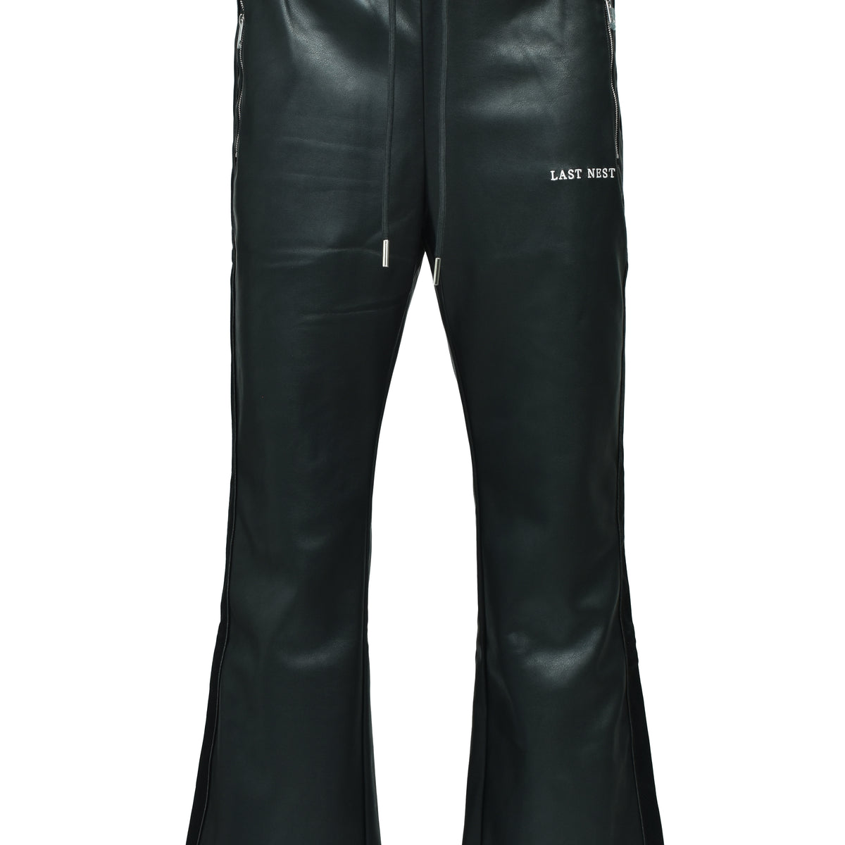 last nest ラストネスト フェイクレザー フレア パンツ バットホップ LAST NEST(ラストネスト)「 FAUX LEATHER TRACK PANTS / BLACK