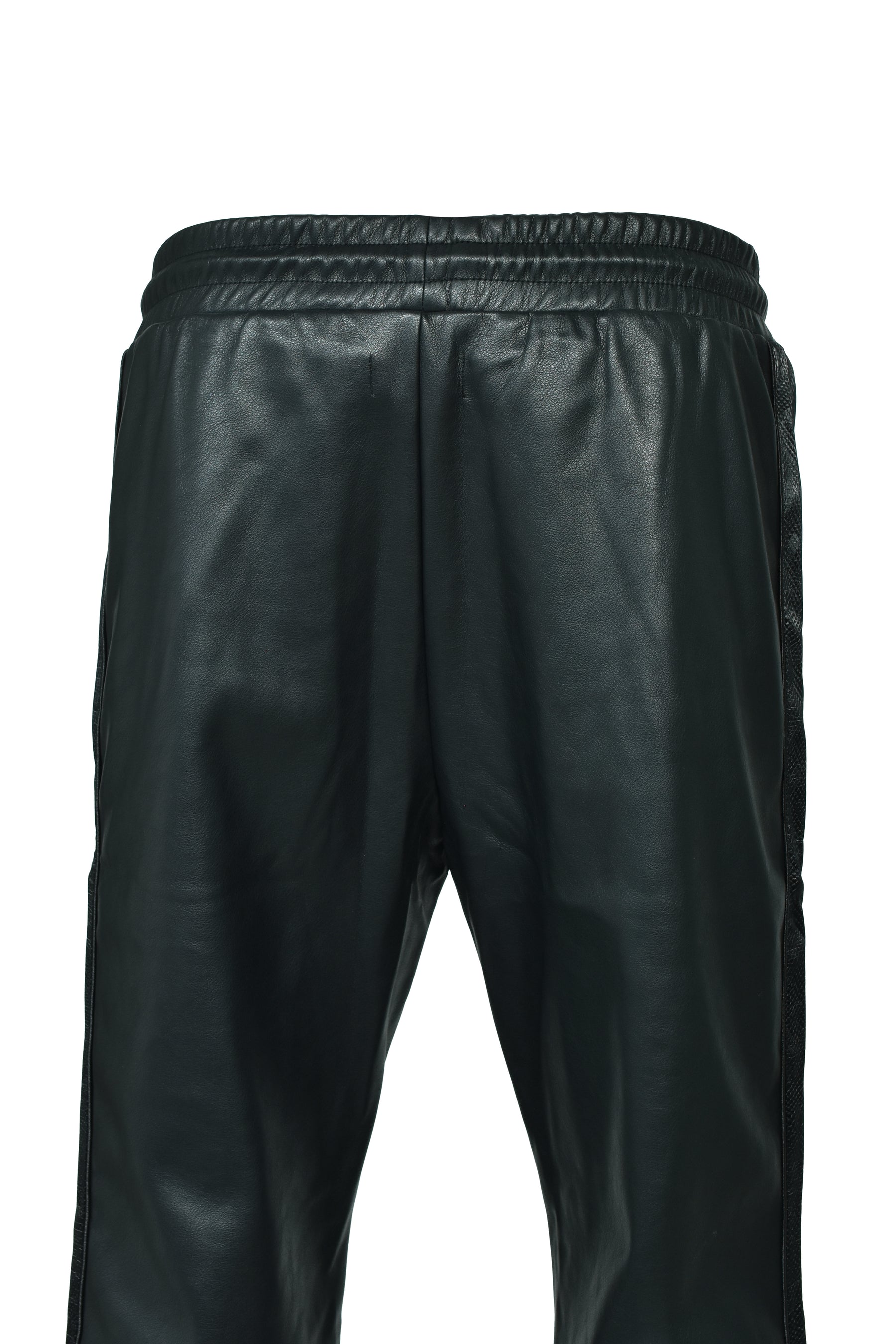LAST NEST ラストネスト FW25 FAUX LEATHER TRACK PANTS / BLK