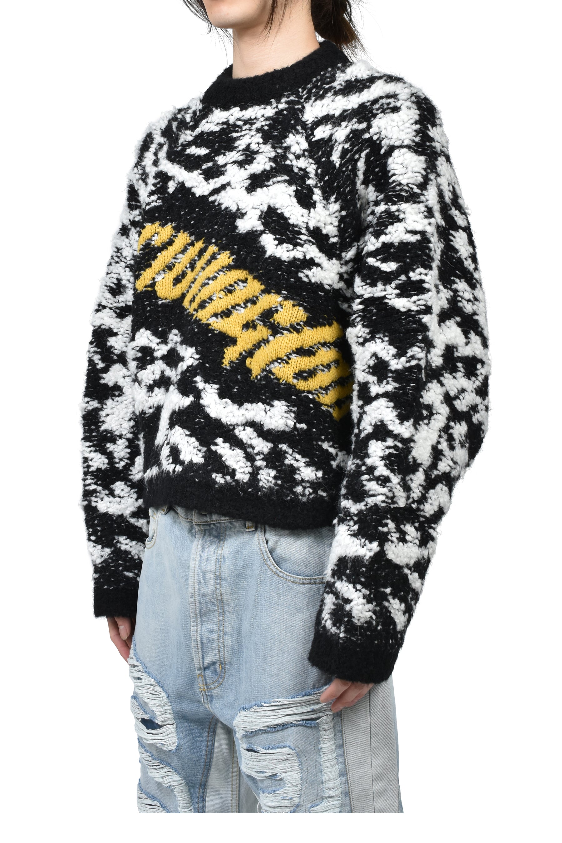 GIANT LEOPARD PULL OVER / BLK / WHT 