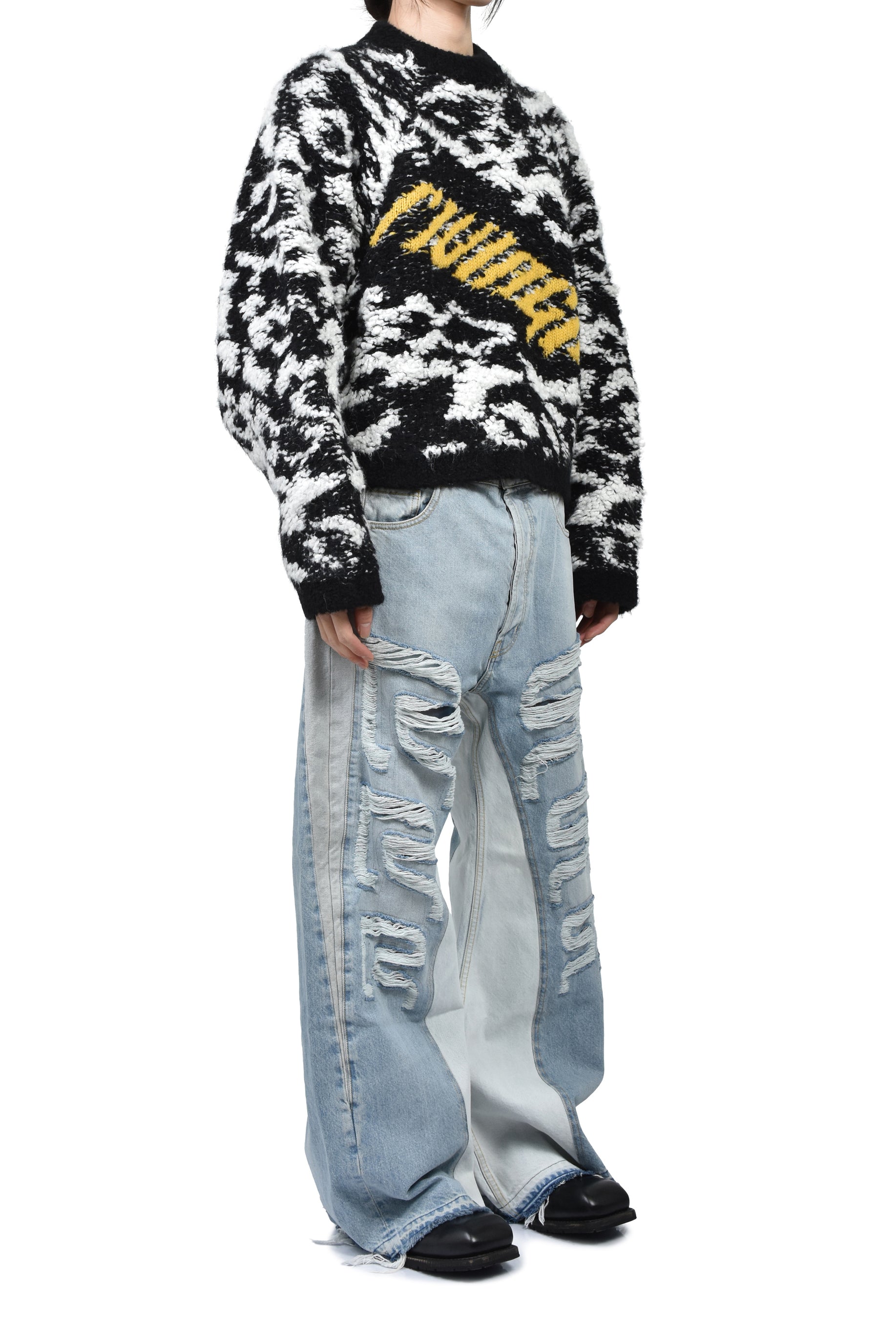GIANT LEOPARD PULL OVER / BLK / WHT 