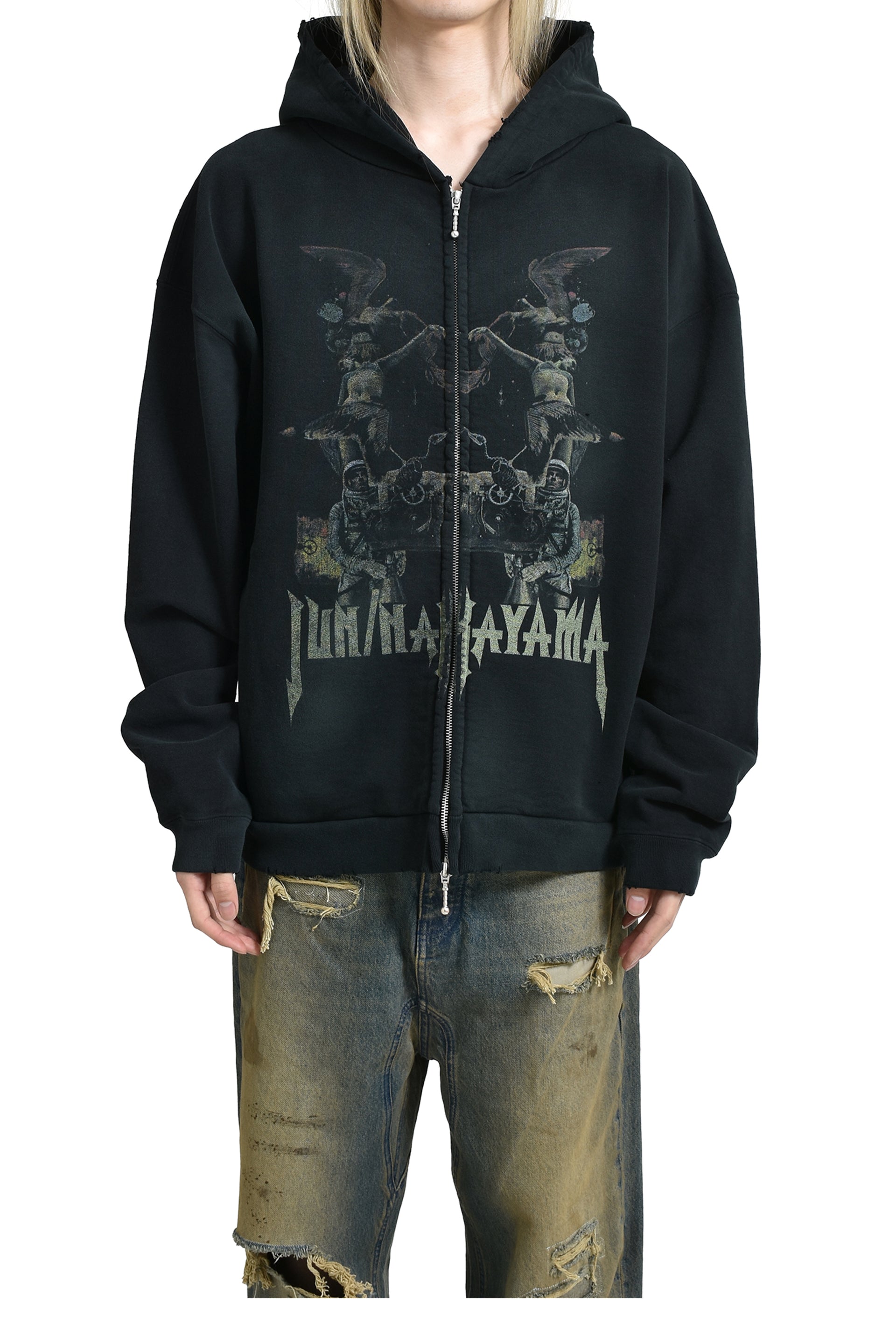JUN/NAKAYAMA ETHNIC ZIP HOODIE / BLK
