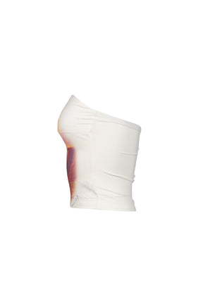 FLYING OVER THE CANYON RETRO PRINT TUBE TOP / WHT