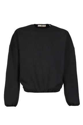 SUEDE FLEECE CREWNECK / BLK