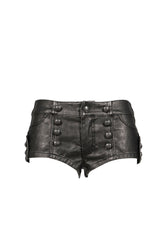 PU MILITARY HOTPANTS  / BLK