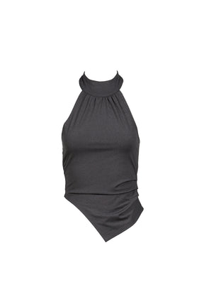 CURVED LINE DRAPE TOP / GRY