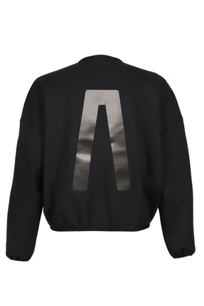 SUEDE FLEECE CREWNECK / BLK