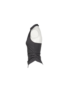 CURVED LINE DRAPE TOP / GRY