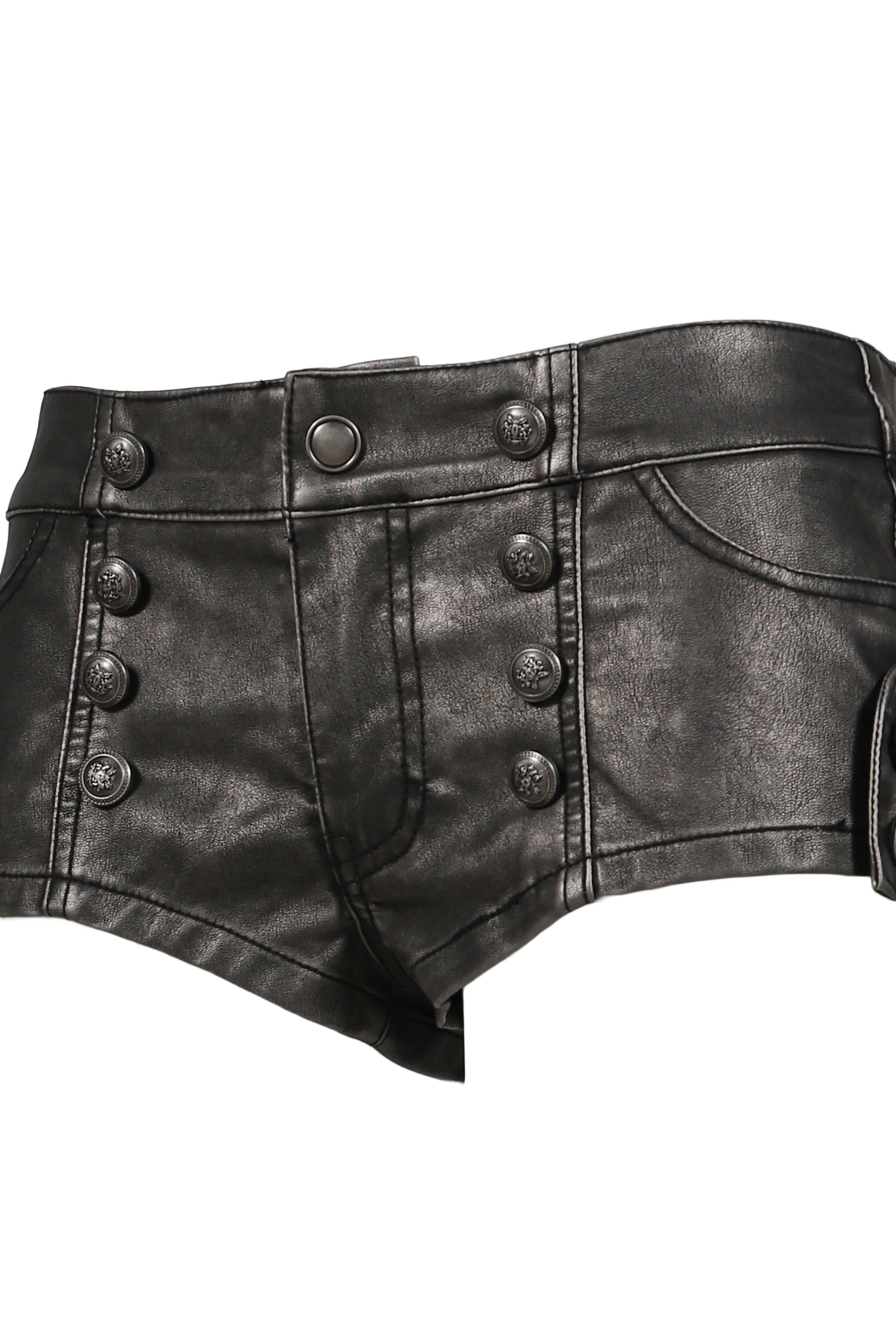 PU MILITARY HOTPANTS  / BLK