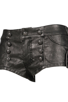 PU MILITARY HOTPANTS  / BLK