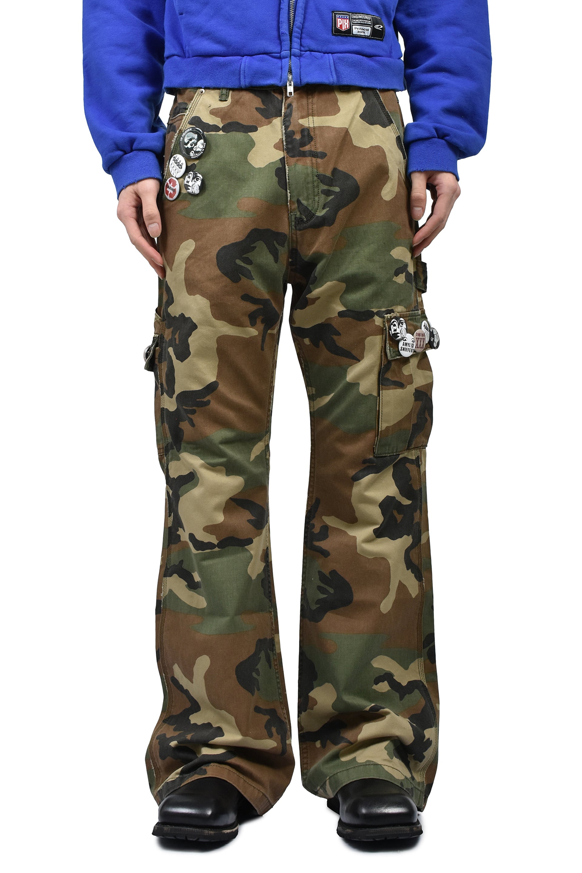 MILITARY CAMO BOOTSCUT WORK PANTS / CAMO
