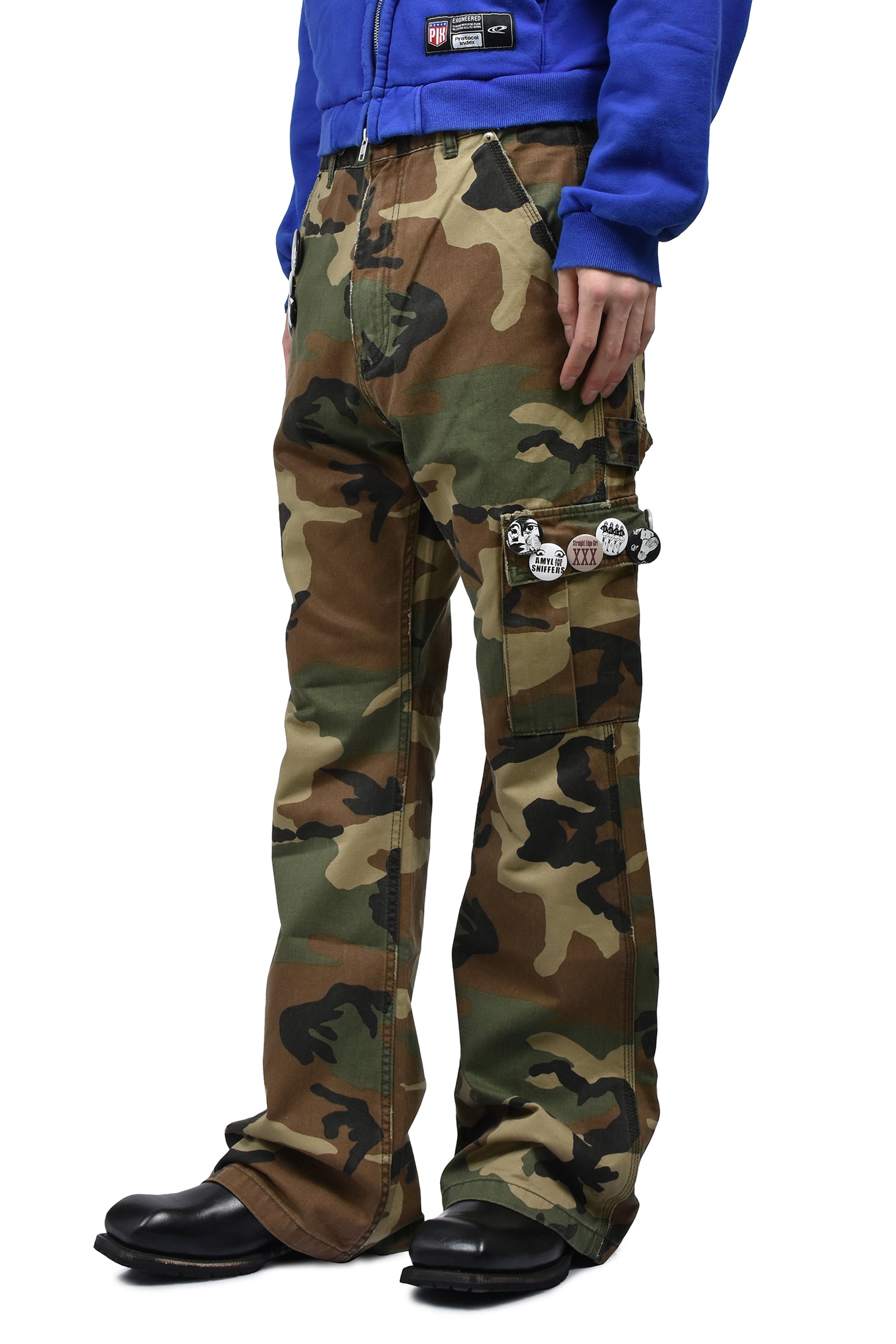 MILITARY CAMO BOOTSCUT WORK PANTS / CAMO