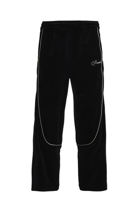 SCRIPT LOGO PIPING VELOR TRACK PANTS / BLK