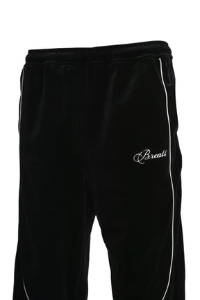 SCRIPT LOGO PIPING VELOR TRACK PANTS / BLK