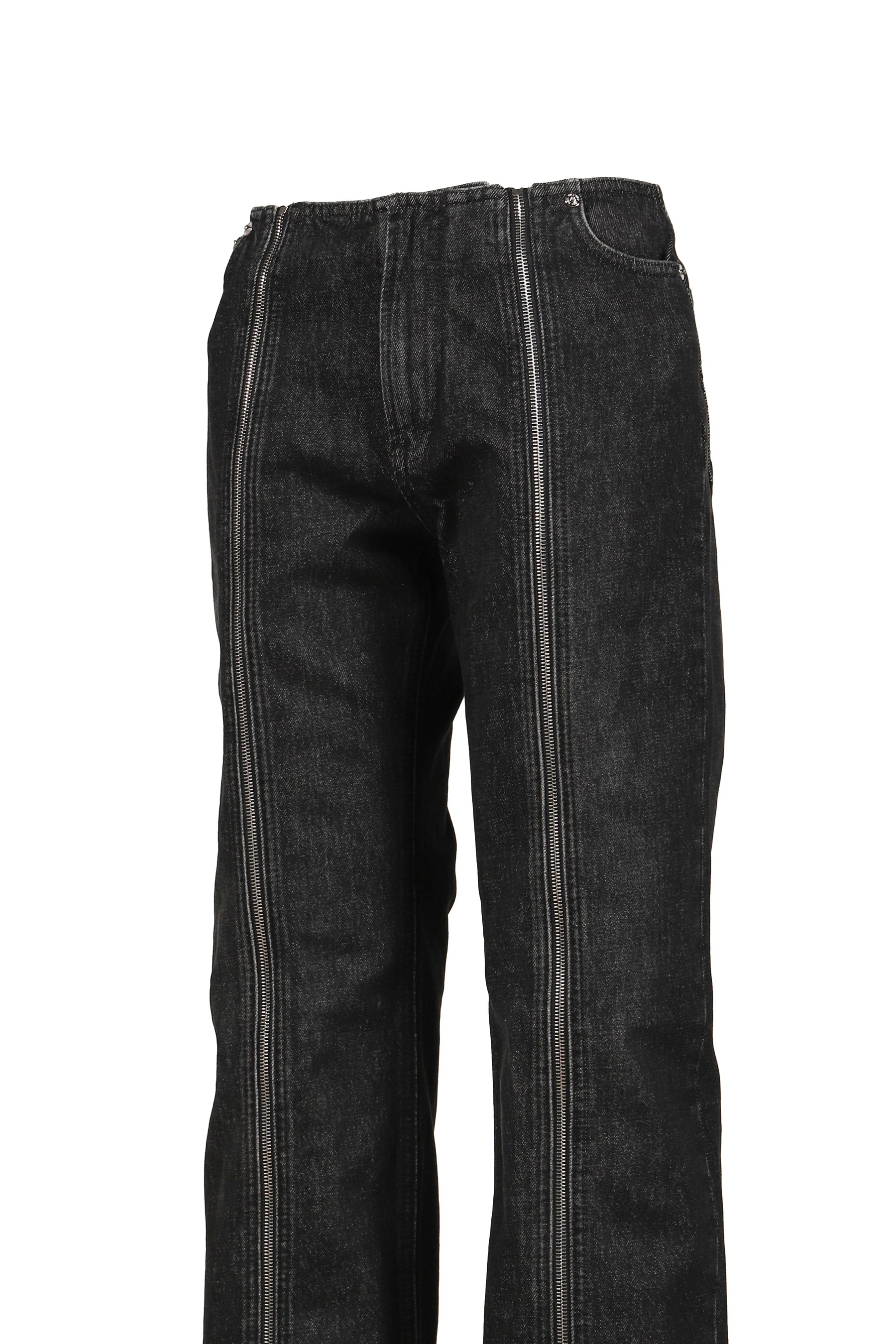 DENIM FRONT ZIPPED TROUSER