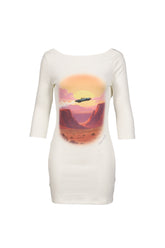 3/4 SLEEVE BACKLESS MINI DRESS / WHT