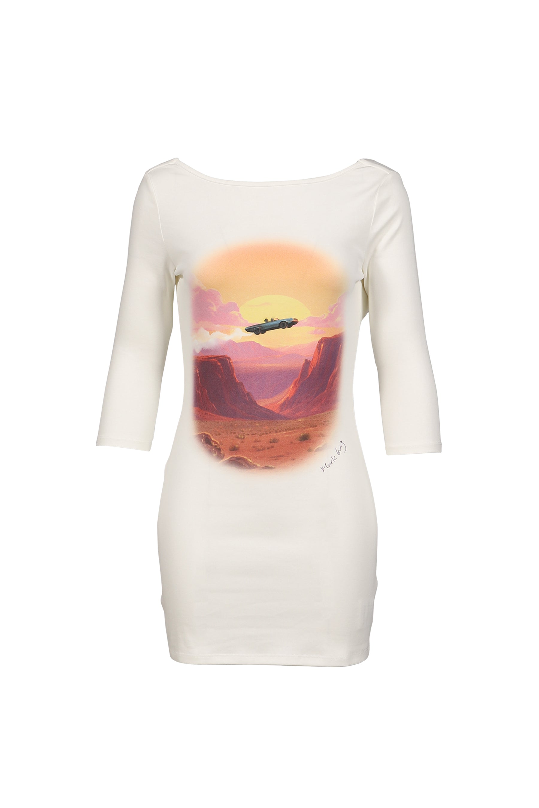 3/4 SLEEVE BACKLESS MINI DRESS / WHT