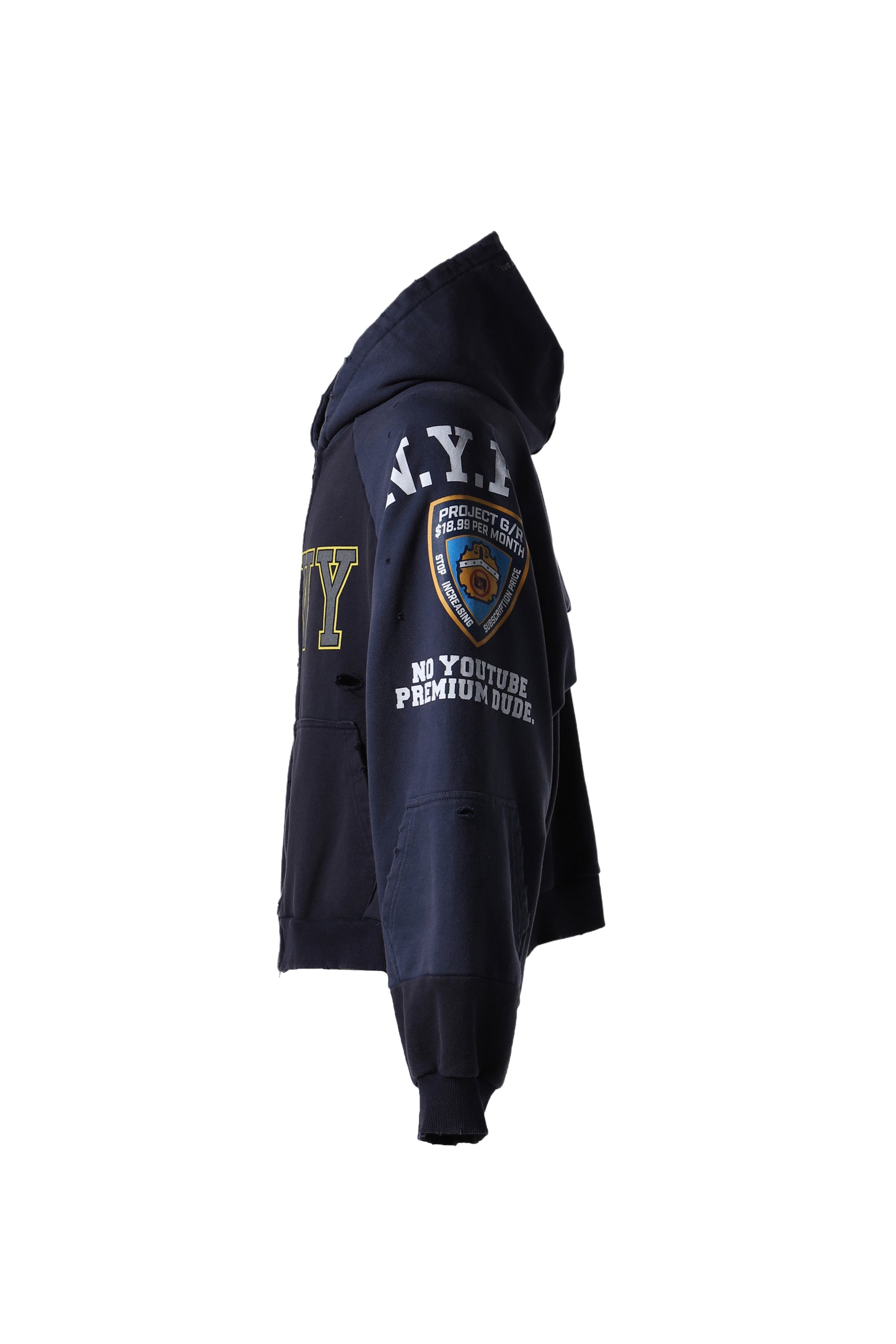 RECONSTRUCTED FOLDED ZIP HOODIE / NVY