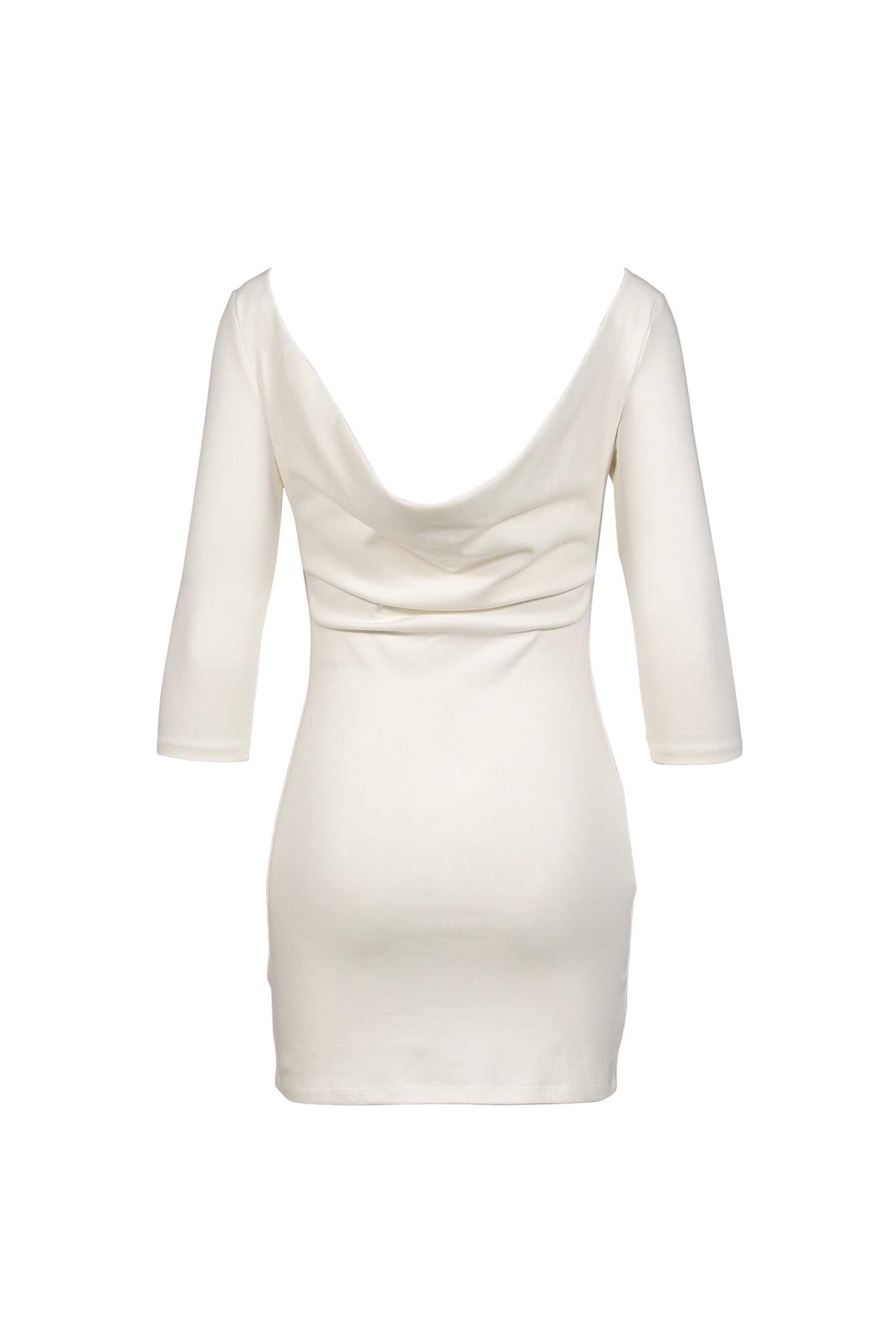 3/4 SLEEVE BACKLESS MINI DRESS / WHT