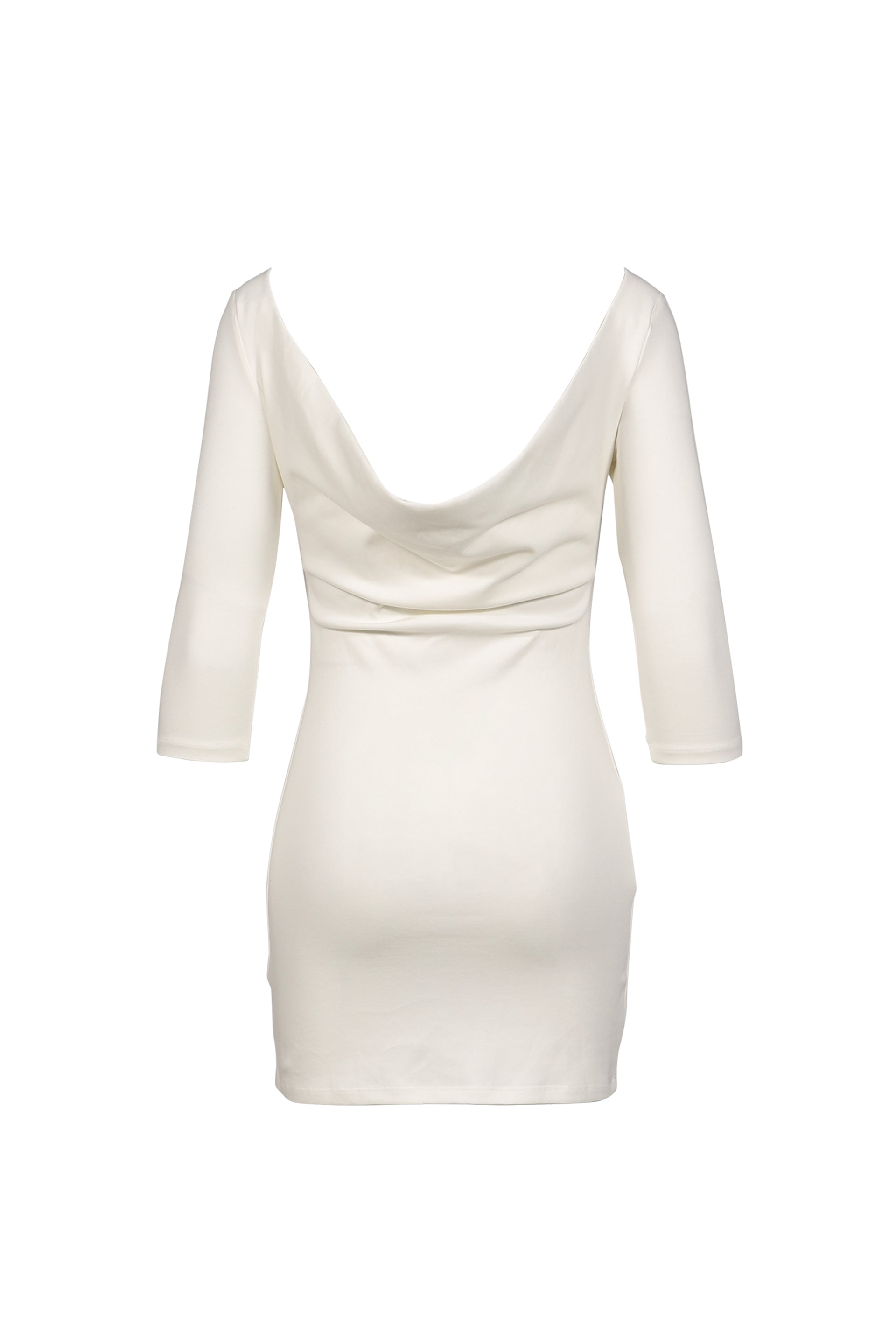 3/4 SLEEVE BACKLESS MINI DRESS / WHT