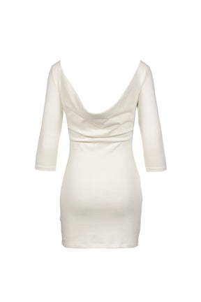 3/4 SLEEVE BACKLESS MINI DRESS / WHT