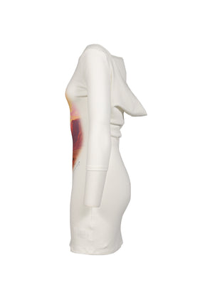 3/4 SLEEVE BACKLESS MINI DRESS / WHT
