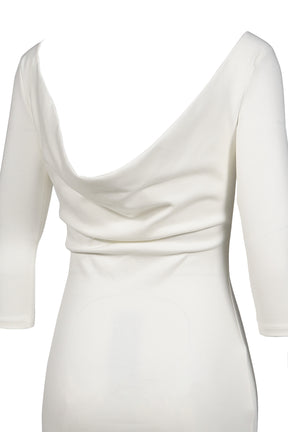 3/4 SLEEVE BACKLESS MINI DRESS / WHT