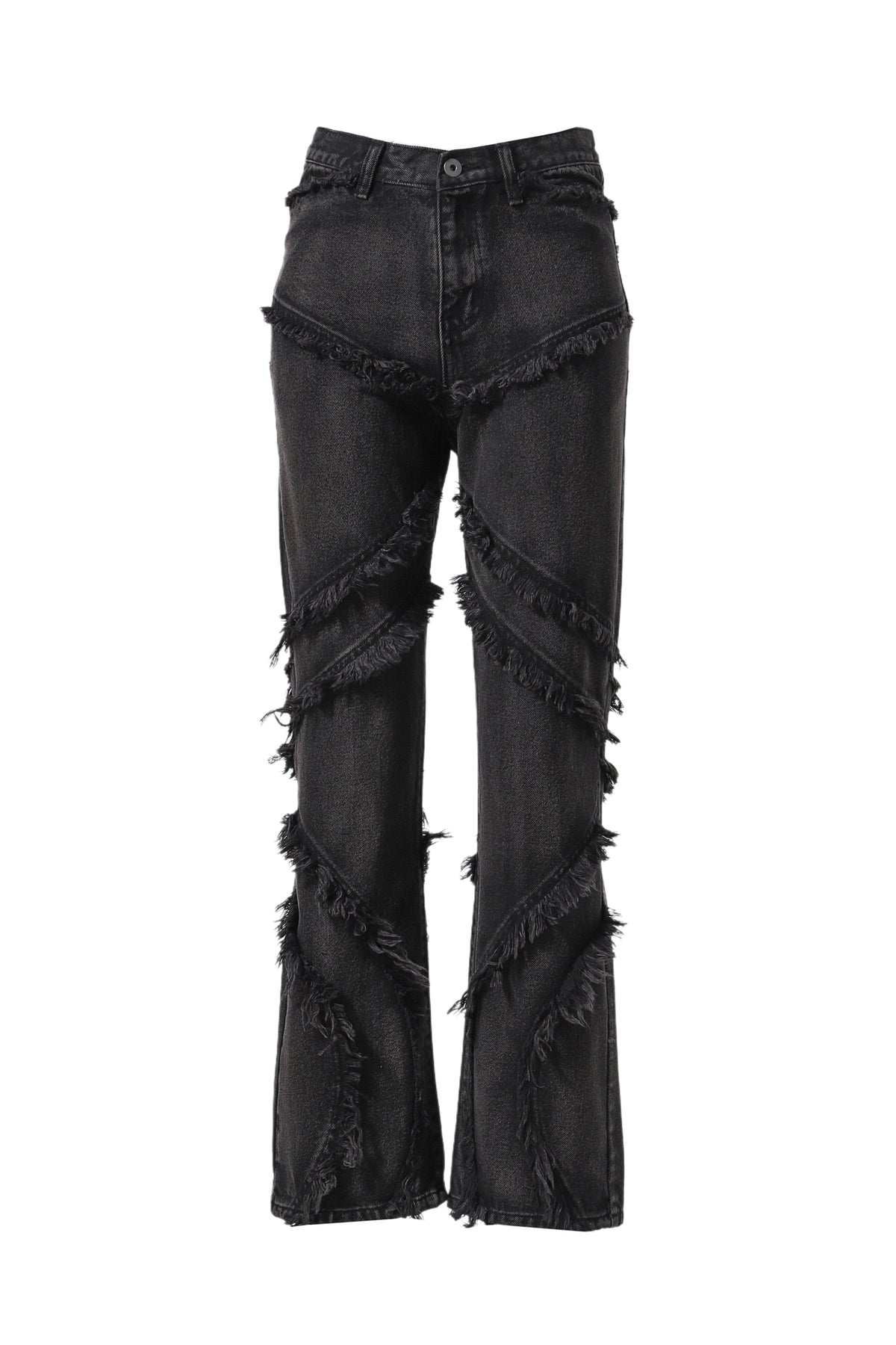 WAVE FRINGE DAMAGE DENIM / BLK