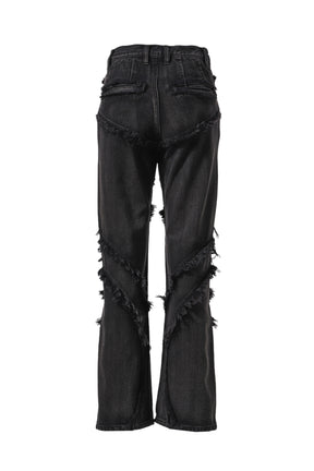 WAVE FRINGE DAMAGE DENIM / BLK