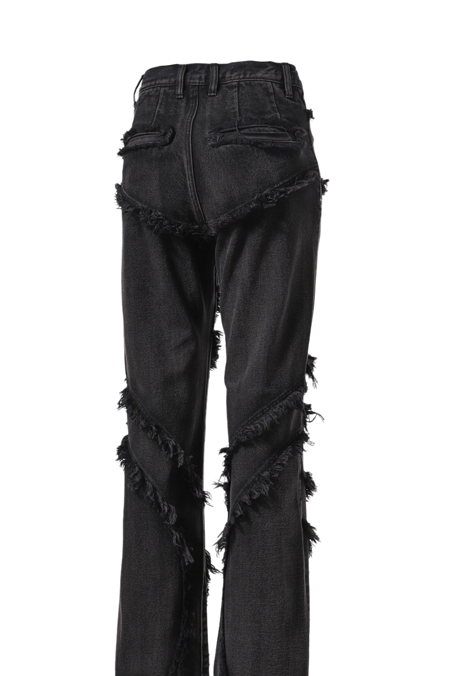 WAVE FRINGE DAMAGE DENIM / BLK