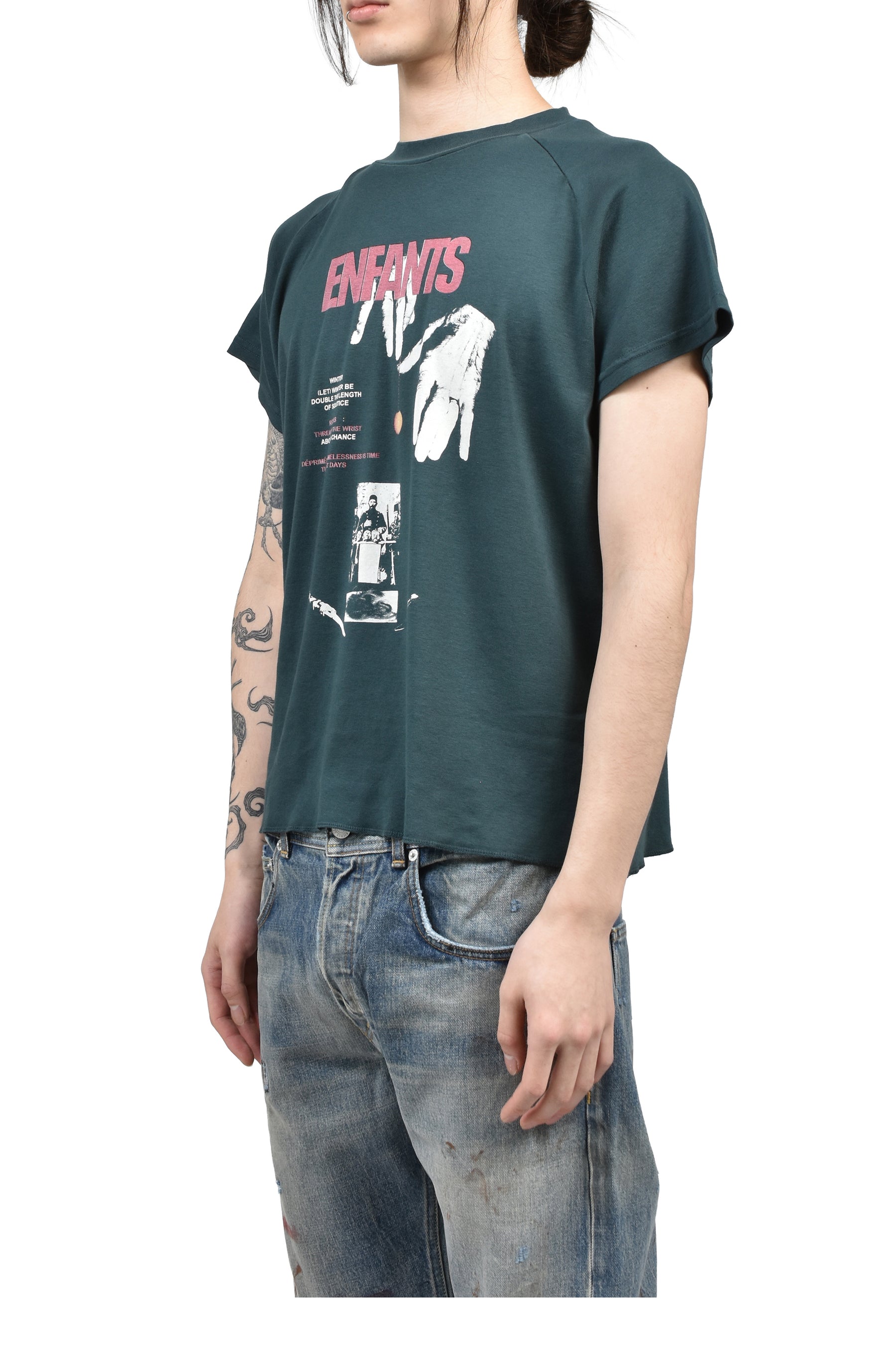 DOUBLE THE LENGTH OF SOLSTICE RAGLAN T-SHIRT / FADED GRN