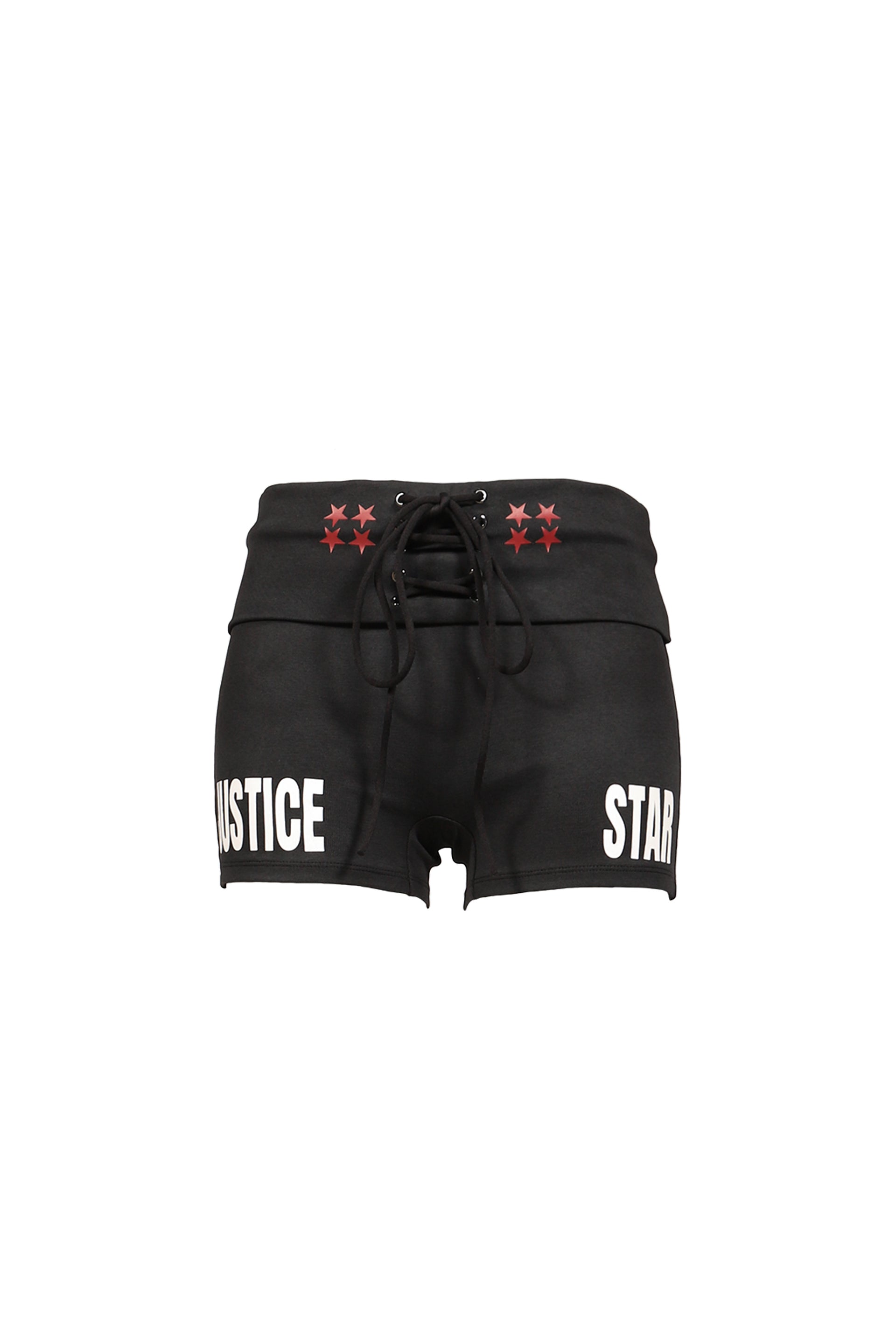 DISTRESSED PRINT DRAWSTRING ATHLETIC SHORTS / BLK