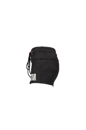 DISTRESSED PRINT DRAWSTRING ATHLETIC SHORTS / BLK