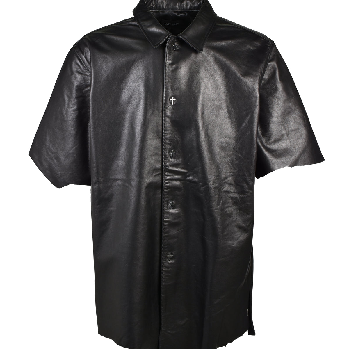 LAST NEST ✴︎ LEATHER SHIRTS (EXCLUSIVE) LAST NEST ラストネスト SS26 LEATHER S/S SHIRTS / BLK - NUBIAN ヌビアン