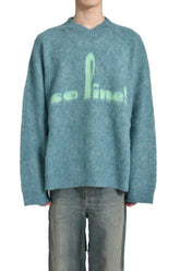 BRUSHED MOHAIR V-NECK JUMPER / BLU TEAL BLU