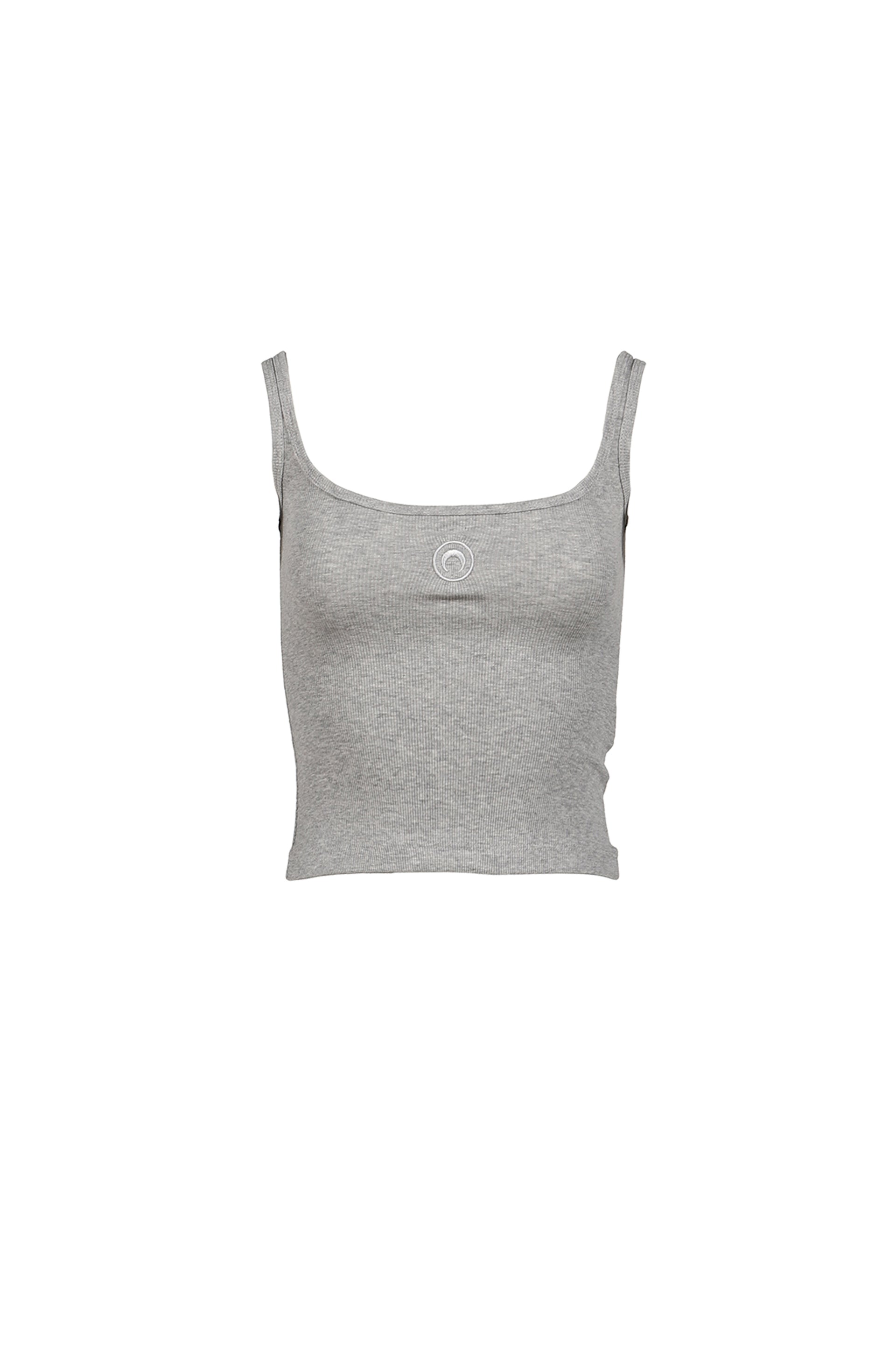 MOON LOGO RIBBED JERSEY CROP TANK TOP / GRY